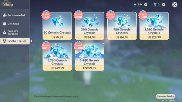 Premium currency bundles Premium currency bundles.