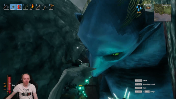 What did you just say? Funny scene, with player character digging a trench, while a troll leans over him unexpectedly.